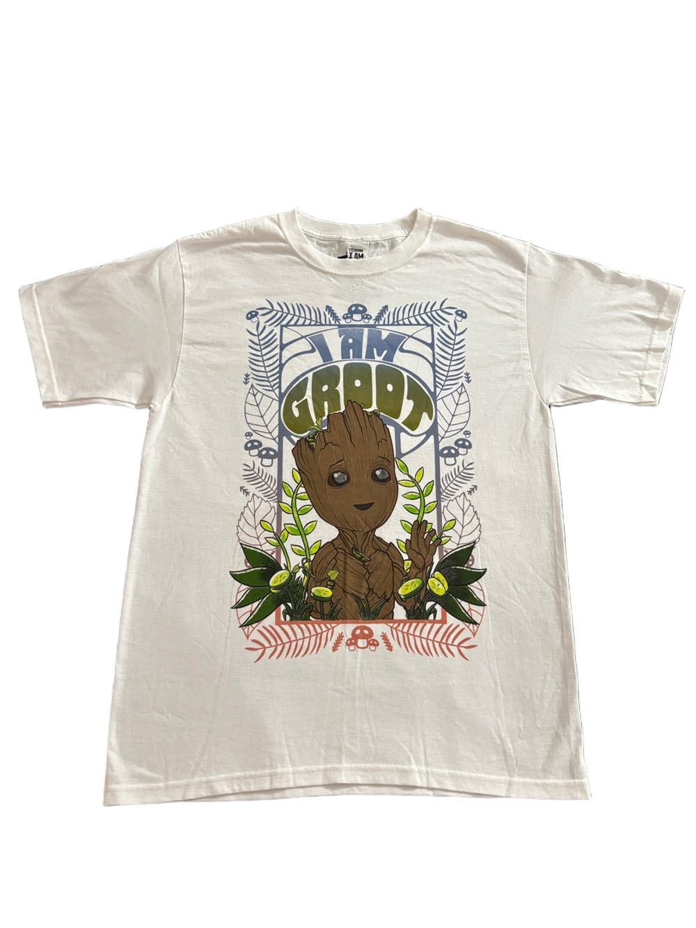 Marvel I Am Groot Graphic T Shirt Retro Floral White Mens Medium
